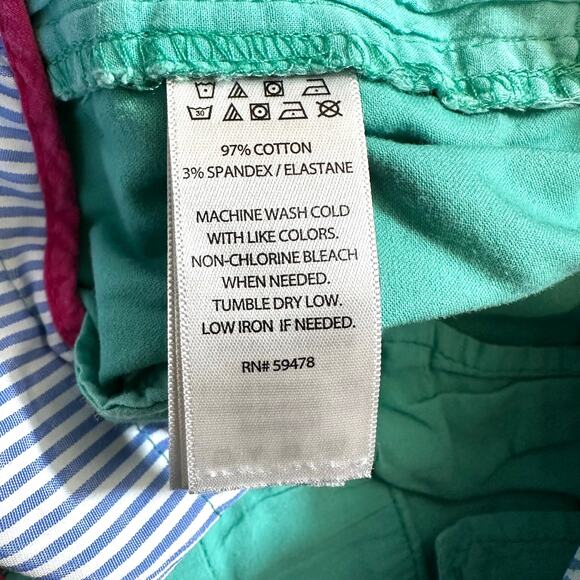 British Khaki Womens Shark Embroidered Chino Shorts Teal Pink 12 Nautical Preppy - Picture 5 of 7